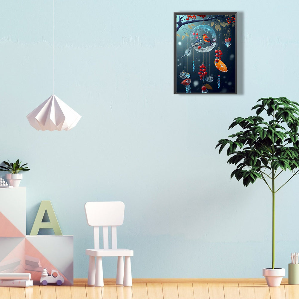 Fantasy Flower And Bird Crystal Wind Chime - Full Round Drill Diamond Painting 30*40CM