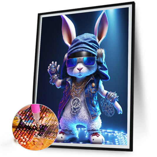 Rock Animal Rabbit On Stage - Full Round Drill Diamond Painting 30*40CM