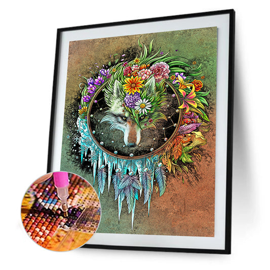Wolf Four Seasons Dream Catcher - Full Round Drill Diamond Painting 30*40CM