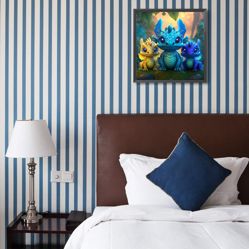 Three Pterosaurs - Full Round Drill Diamond Painting 40*40CM