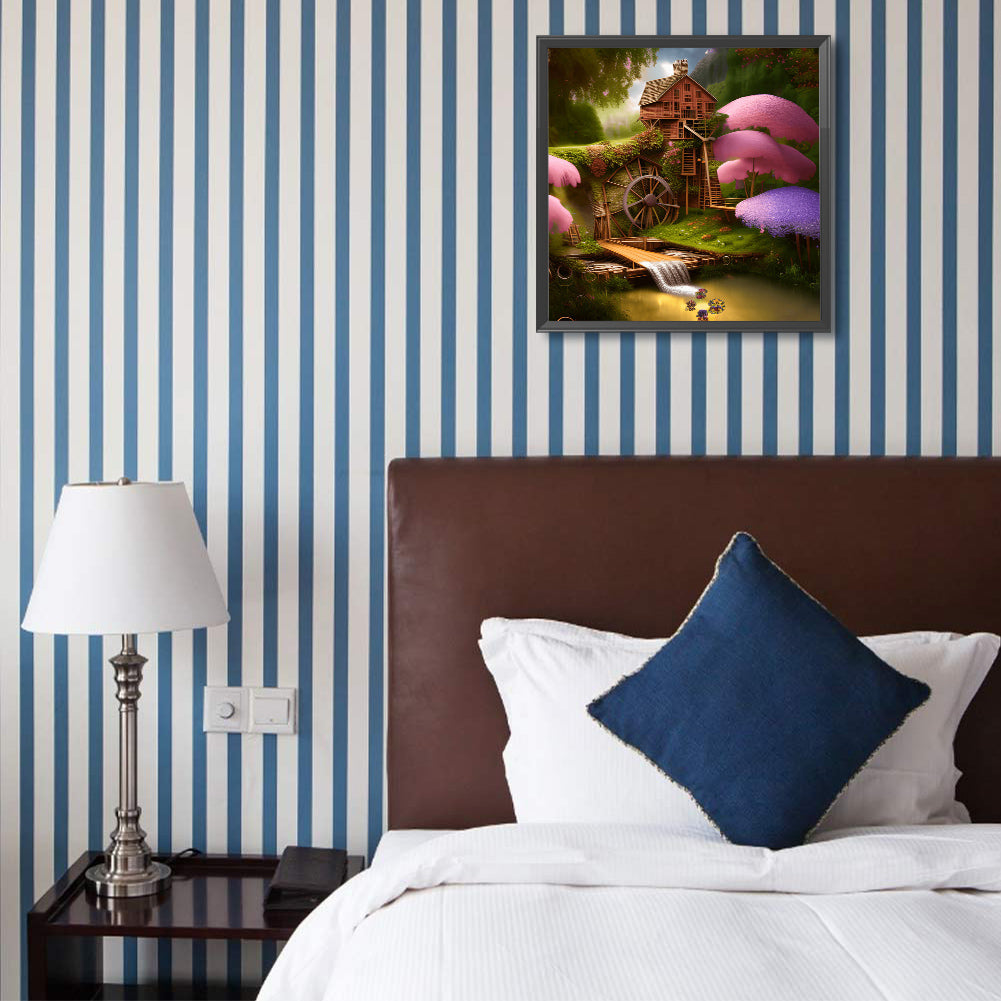 Waterwheel Scenery - Full Round Drill Diamond Painting 40*40CM
