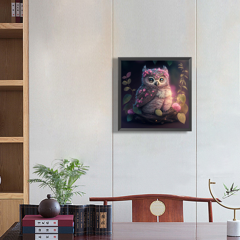 Little Owl - Full Round Drill Diamond Painting 30*30CM