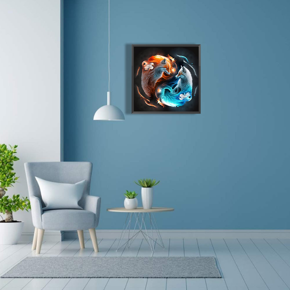 Tai Chi Red And Blue Bird Painting - Full Square Drill Diamond Painting 30*30CM