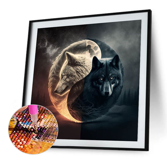 Wolf Yin Yang Diagram - Full Round Drill Diamond Painting 50*50CM