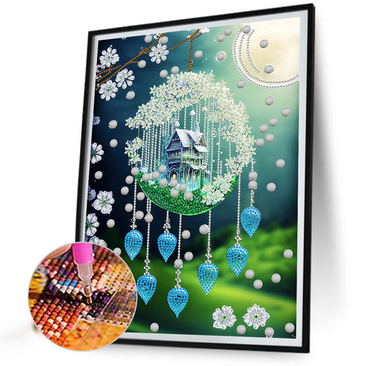 Green Leaf Water Drop Microcosm - Special Shaped Drill Diamond Painting 30*40CM