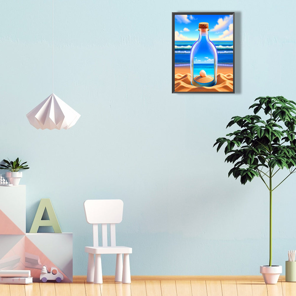Beach Drift Bottle - Full Round Drill Diamond Painting 30*40CM