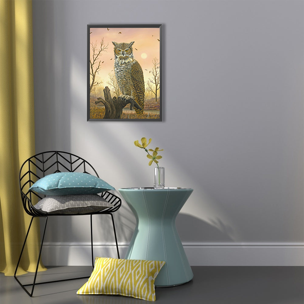 Owl - Full Round Drill Diamond Painting 40*50CM