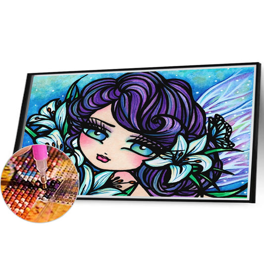 Curly Hair Girl - Full Round Drill Diamond Painting 40*30CM