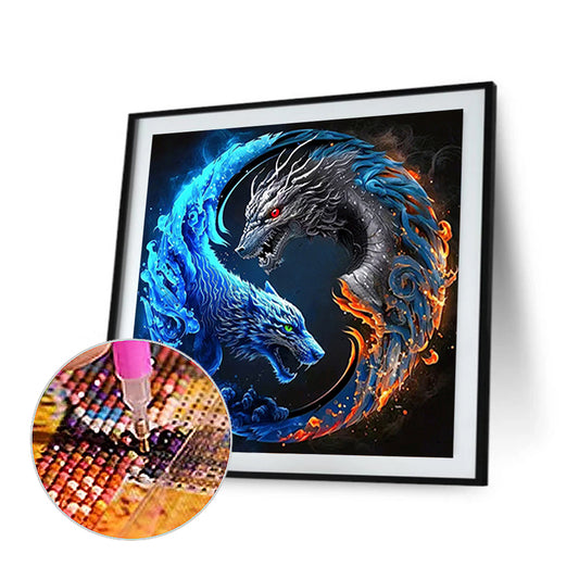 Dragon Yin Yang Diagram - Full Round Drill Diamond Painting 50*50CM