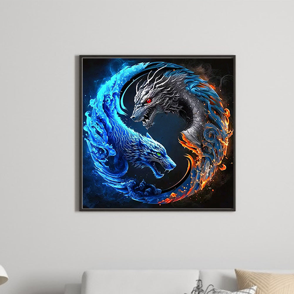 Dragon Yin Yang Diagram - Full Round Drill Diamond Painting 50*50CM