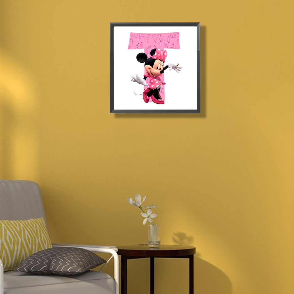 Minnie Letter T - Full Round Drill Diamond Painting 30*30CM