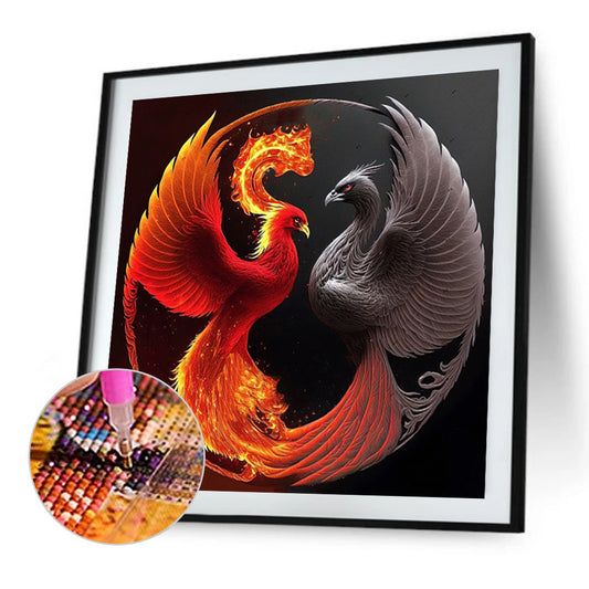 Phoenix Yin And Yang Diagram - Full Round Drill Diamond Painting 30*30CM