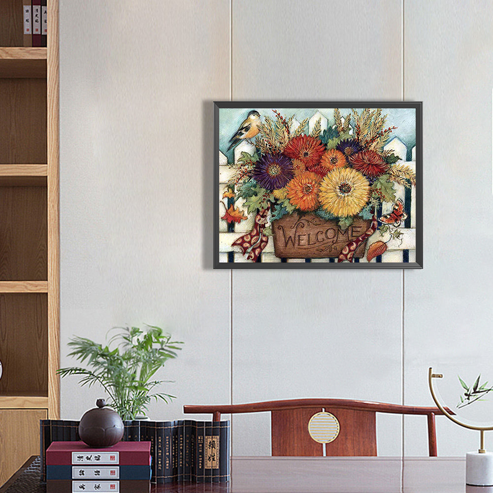 Flowers - Full Square Drill Diamond Painting 50*60CM