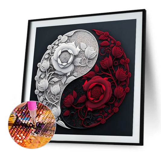Rose Yin Yang Chart - Full Round Drill Diamond Painting 30*30CM