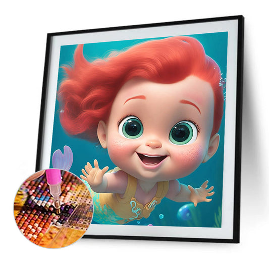Mermaid Cartoon Version - Full Round Drill Diamond Painting 30*30CM