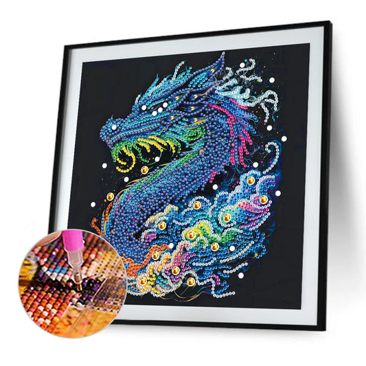 Colorful Chinese Dragon - Special Shaped Drill Diamond Painting 30*30CM