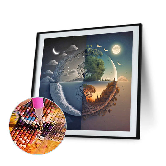 Seasonal Change Chart Of The Sun And The Moon - Full Round Drill Diamond Painting 40*40CM