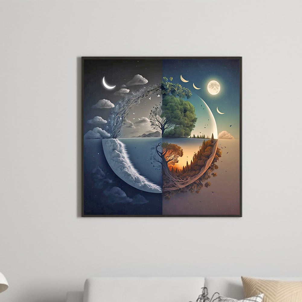 Seasonal Change Chart Of The Sun And The Moon - Full Round Drill Diamond Painting 40*40CM