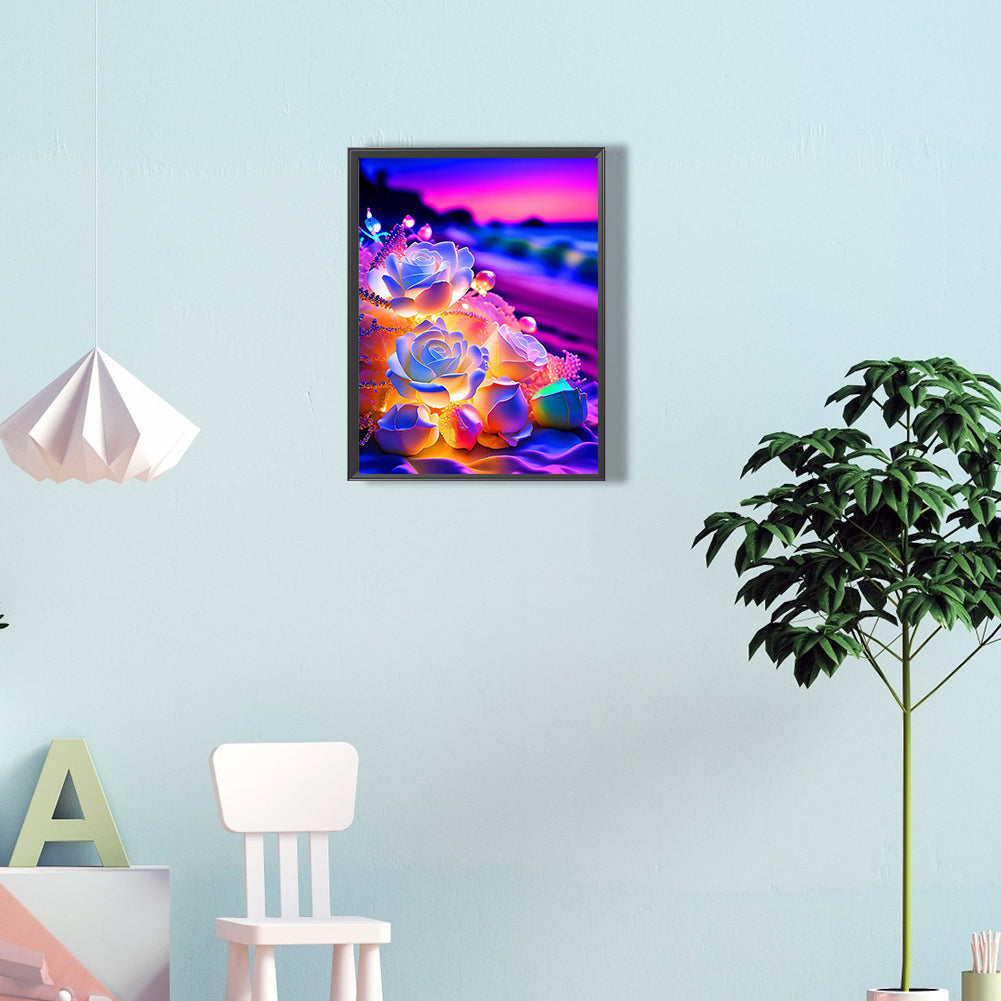 Seaside Crystal Rose 30*40Ccm(canvas) full round drill diamond painting