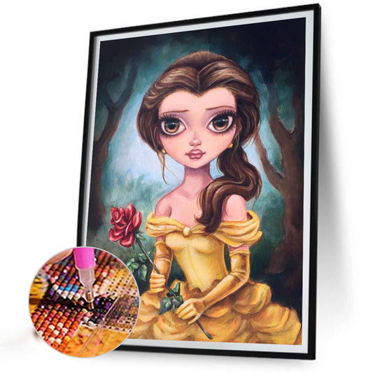 Girl And Rose 30*40Ccm(canvas) full round drill diamond painting