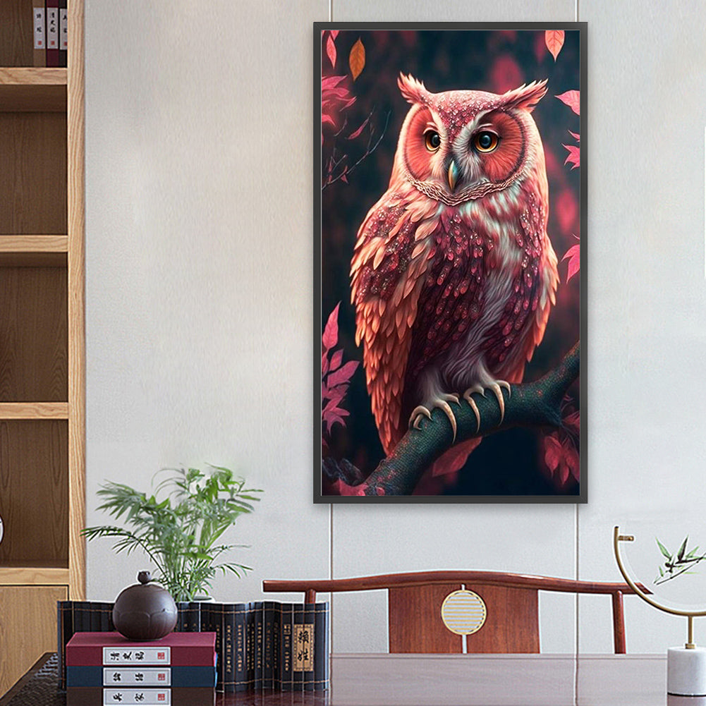 Pink Owl 40*70Ccm(canvas) full round drill diamond painting