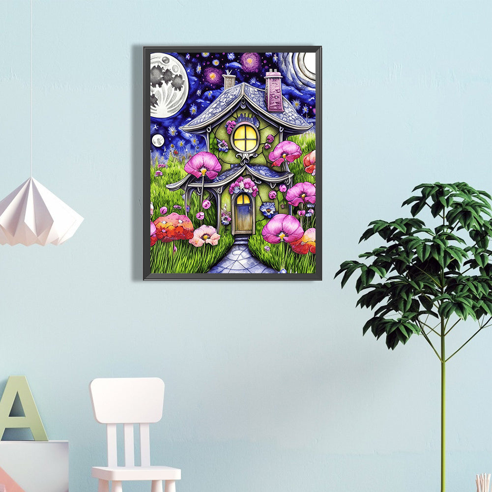 House At Night - Full Round Drill Diamond Painting 45*60CM