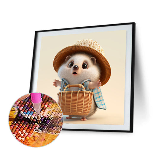 Little Hedgehog In Plaid Shirt-O630*30cm(canvas) full-round drill diamond painting