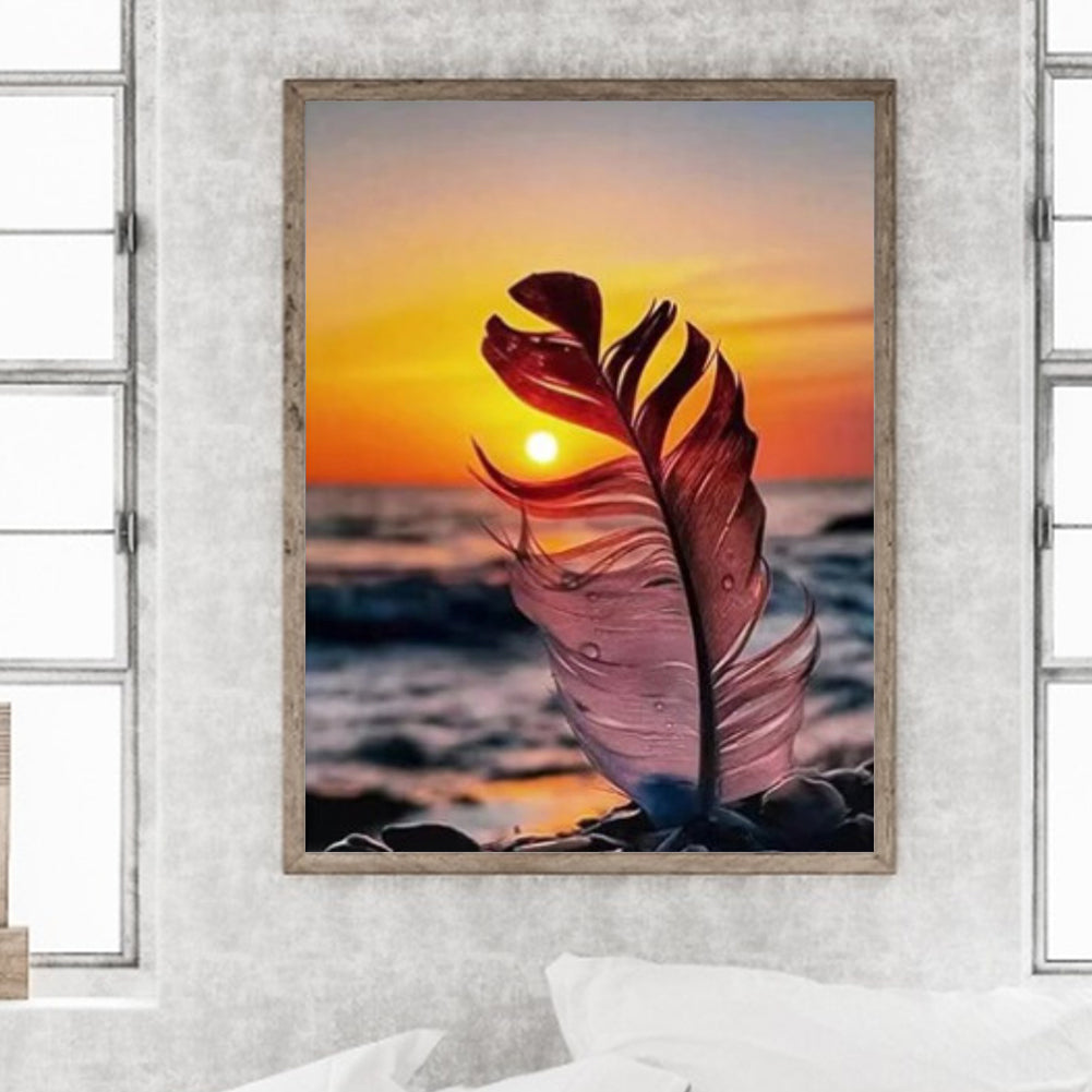 Sunset And Feathers-O630*40cm(canvas) full-round drill diamond painting