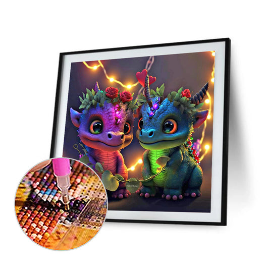 Two Little Dinosaurs 30*30Ccm(canvas) full round drill diamond painting