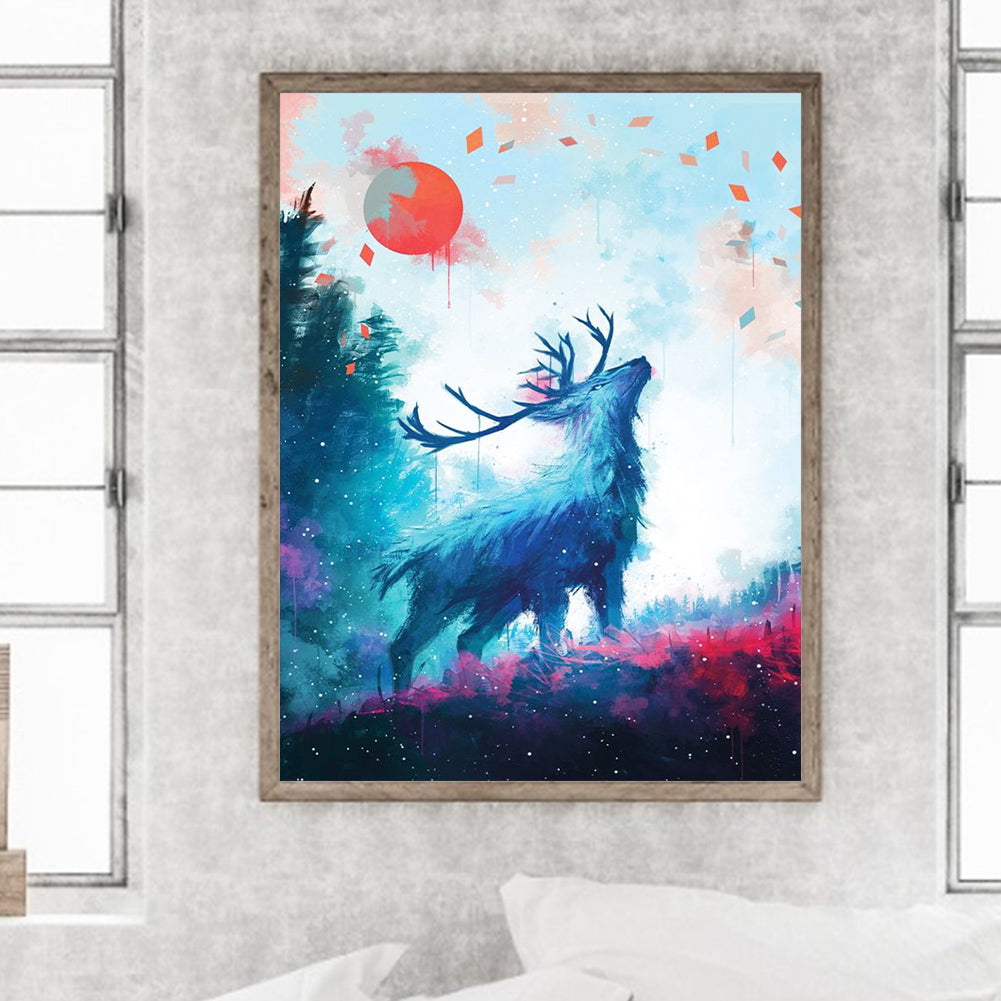 Deer Looking Up To The Sky 30*40Ccm(canvas) full round drill diamond painting