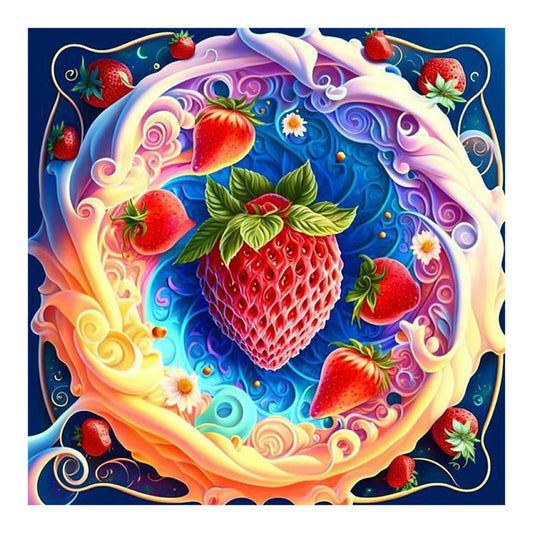 Milk Strawberry - Full Round Drill Diamond Painting 30*30CM