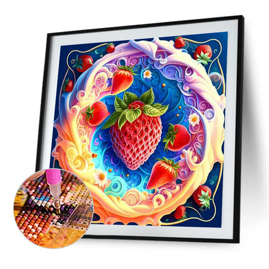 Milk Strawberry - Full Round Drill Diamond Painting 30*30CM