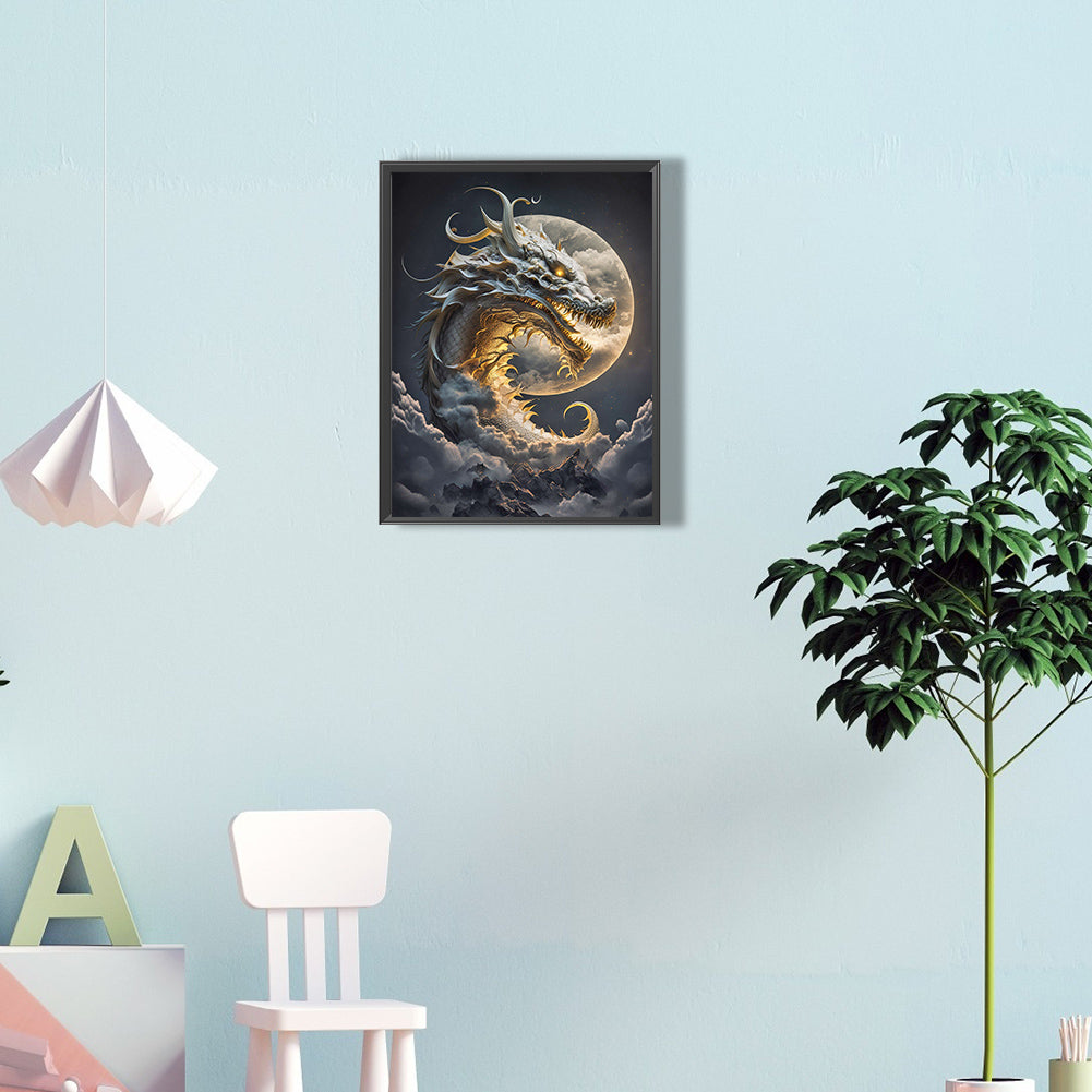 Dragon Awakened By The Full Moon 30*40Ccm(canvas) full round drill diamond painting
