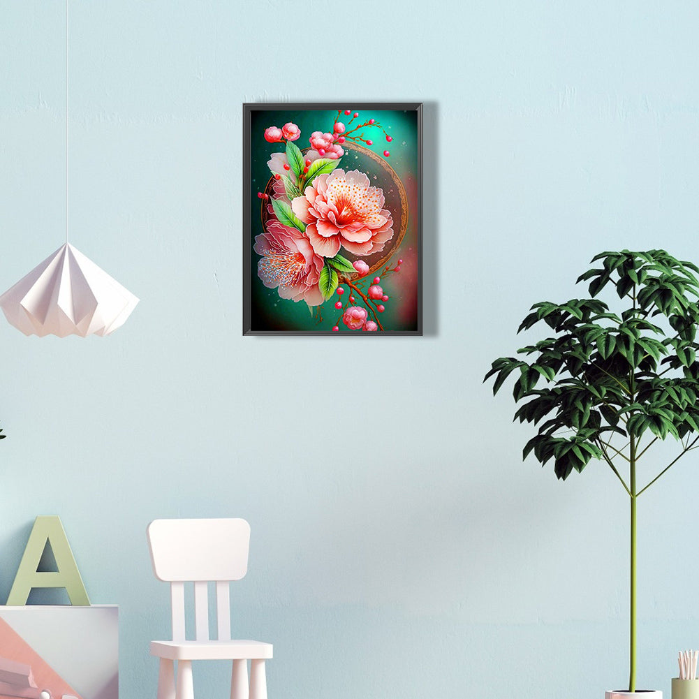 Beautiful Peach Blossom - Full Round Drill Diamond Painting 30*40CM