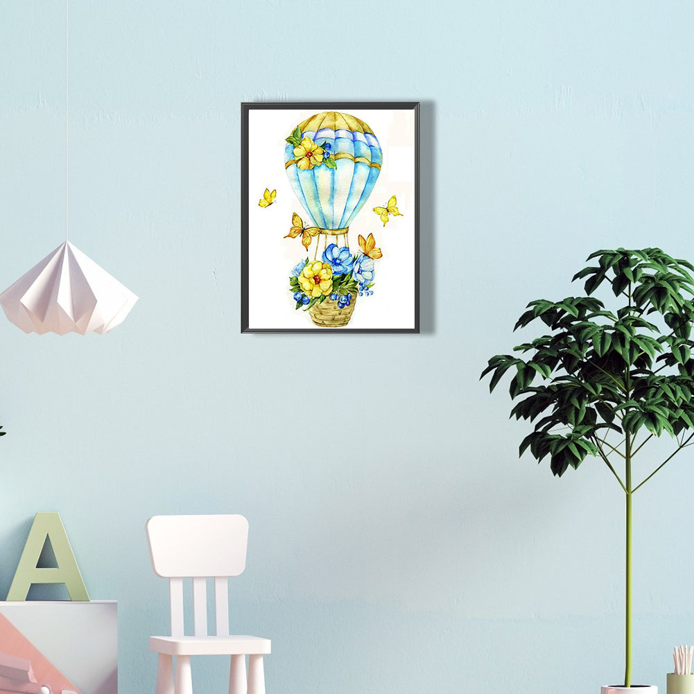 Flowers And Hot Air Balloons - Full Round Drill Diamond Painting 30*40CM