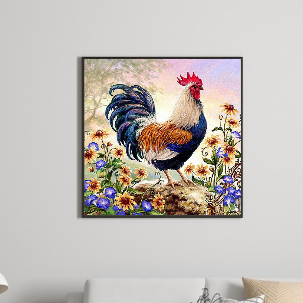 Rooster Flower Series - Full Square Drill Diamond Painting 50*50CM