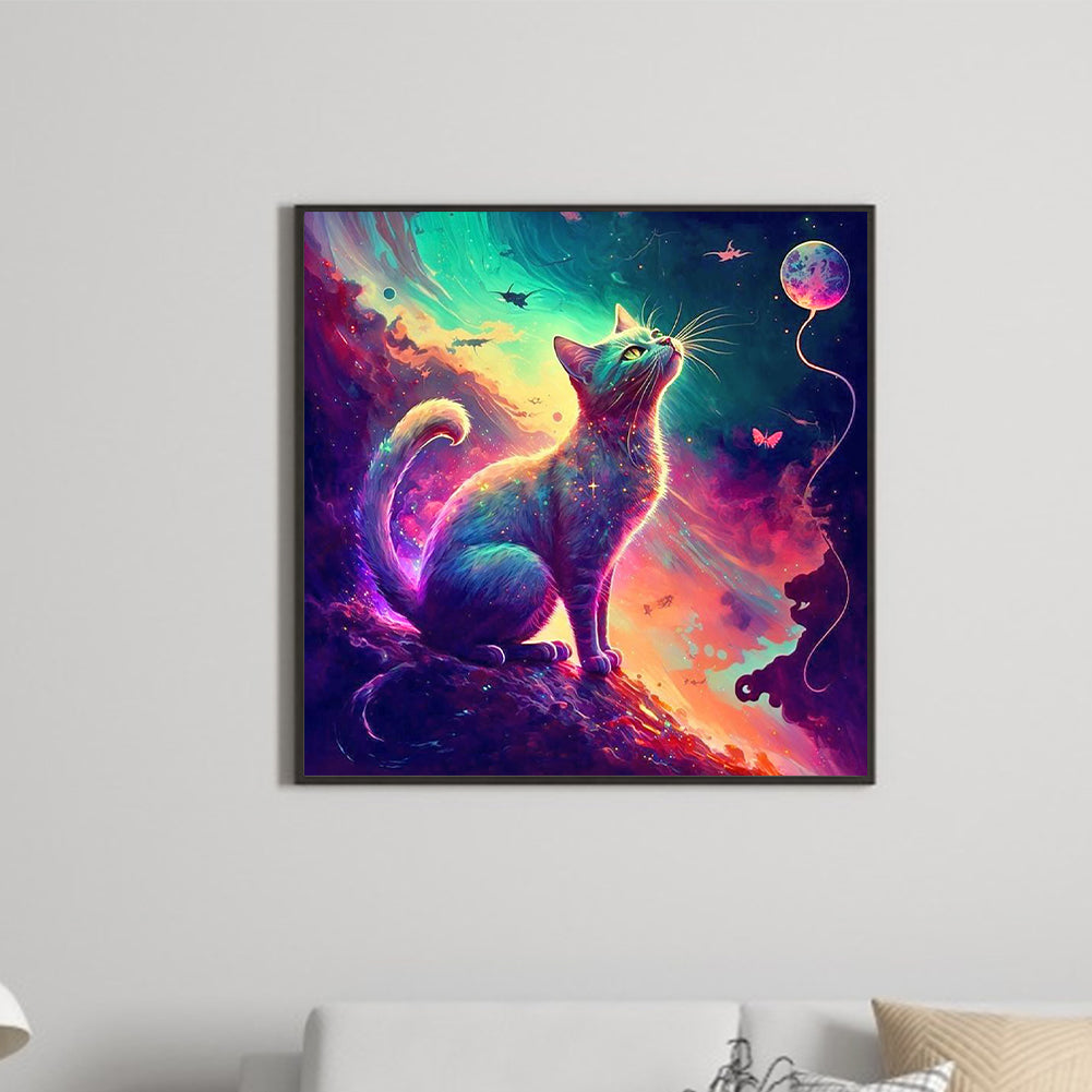 A Kitten Addicted To Thinking - Full Round Drill Diamond Painting 30*30CM