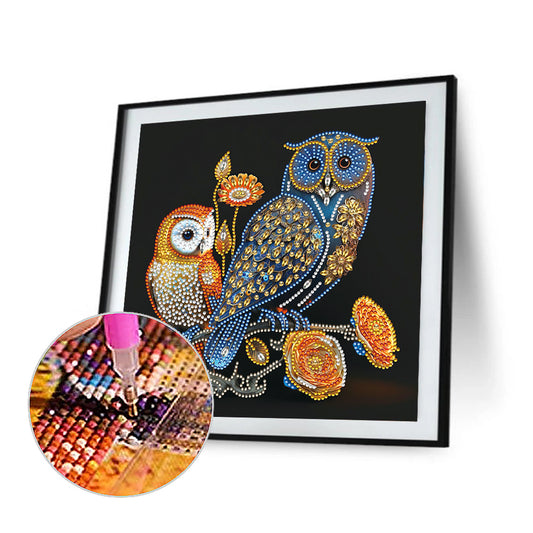 Two Owls - Special Shaped Drill Diamond Painting 30*30CM