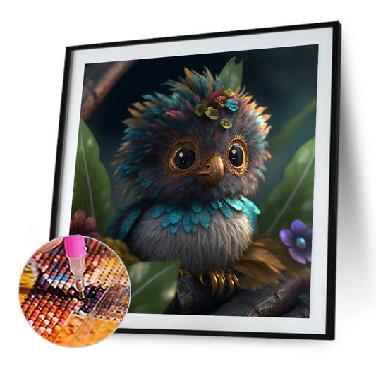 Baby Owl - Full Round Drill Diamond Painting 30*30CM