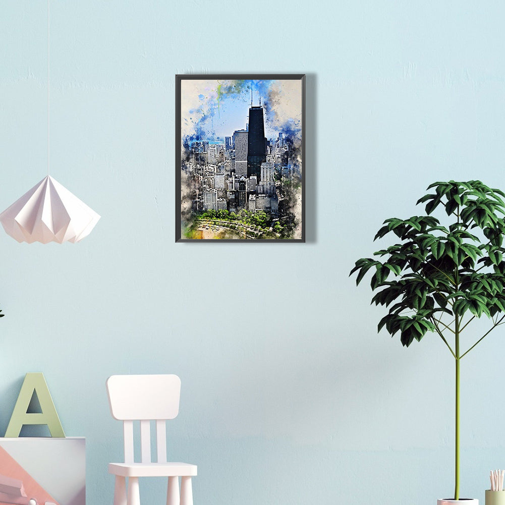Ink Style Places Of Interest - Full Round Drill Diamond Painting 30*40CM