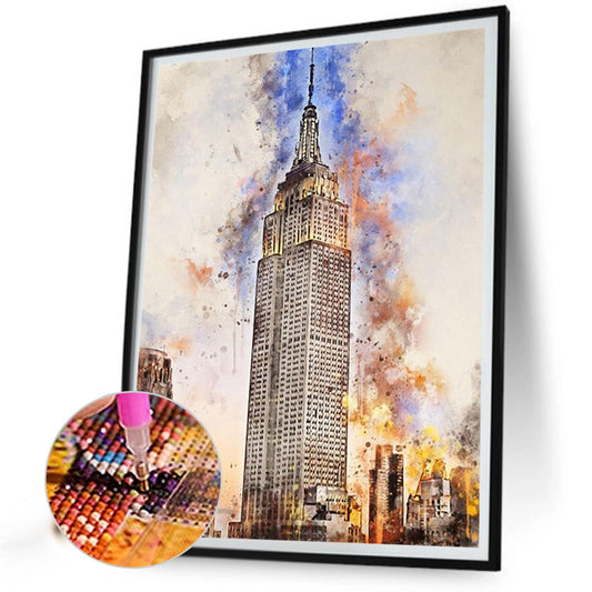 Ink Style Places Of Interest - Full Round Drill Diamond Painting 30*40CM