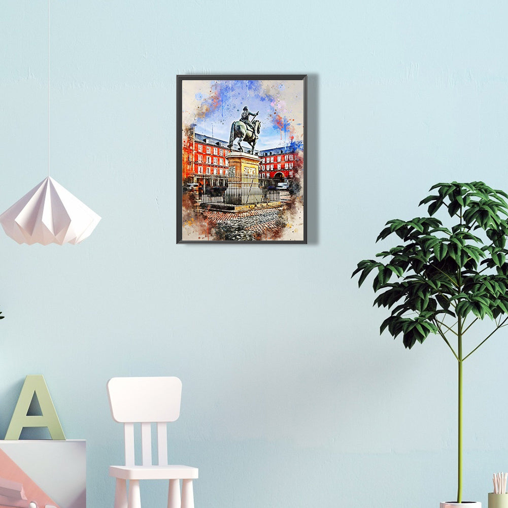 Ink Style Places Of Interest - Full Round Drill Diamond Painting 30*40CM