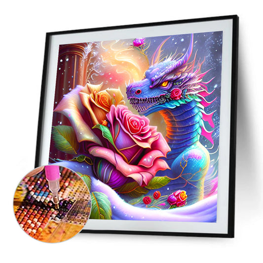 Dragon And Rose - Full Round Drill Diamond Painting 30*30CM