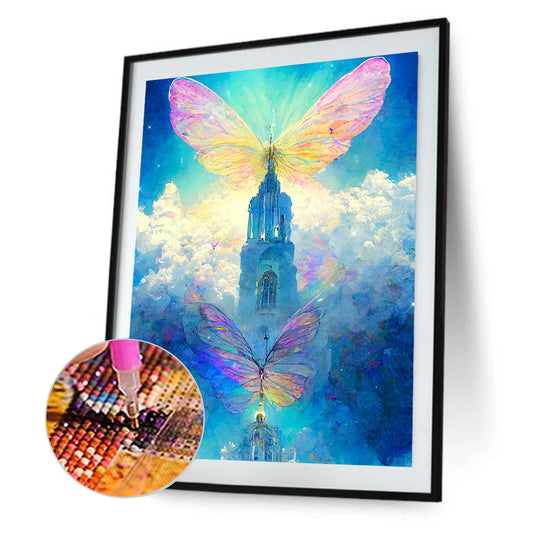 Butterfly Crystal Castle - Full Round Drill Diamond Painting 30*40CM