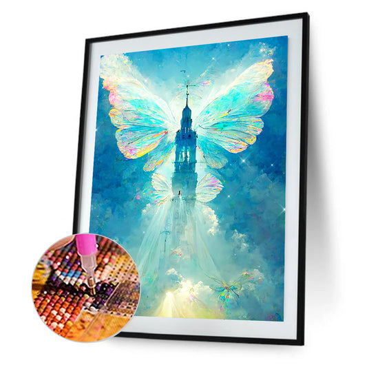 Butterfly Crystal Castle - Full Round Drill Diamond Painting 30*40CM