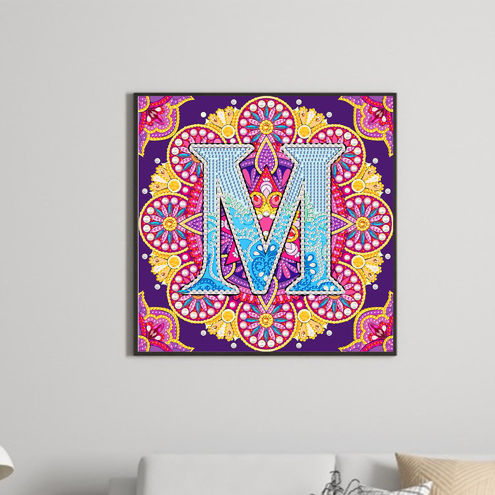 M Letter Mandala - Special Shaped Drill Diamond Painting 30*30CM