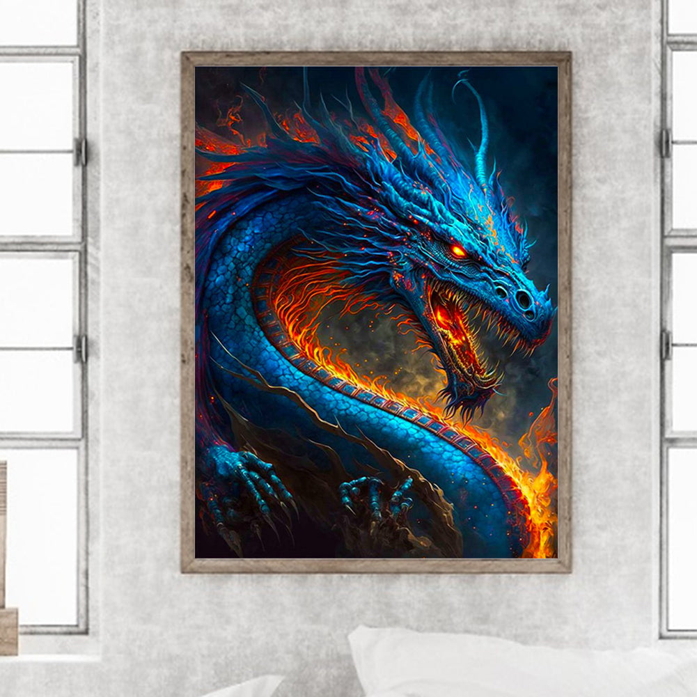 Western Blue Dragon - Full Round Drill Diamond Painting 45*60CM