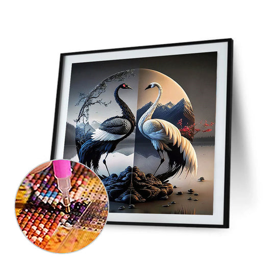 Crane Yin And Yang Diagram - Full Square Drill Diamond Painting 30*30CM