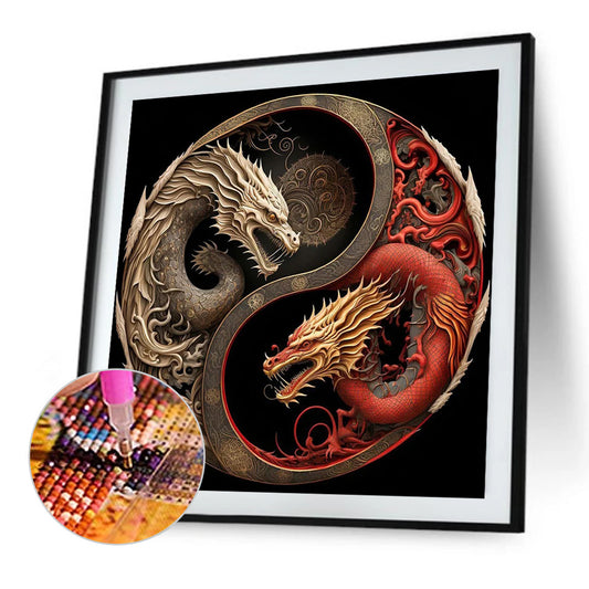 Yin And Yang Diagram Of Dragon Teng - Full Round Drill Diamond Painting 40*40CM