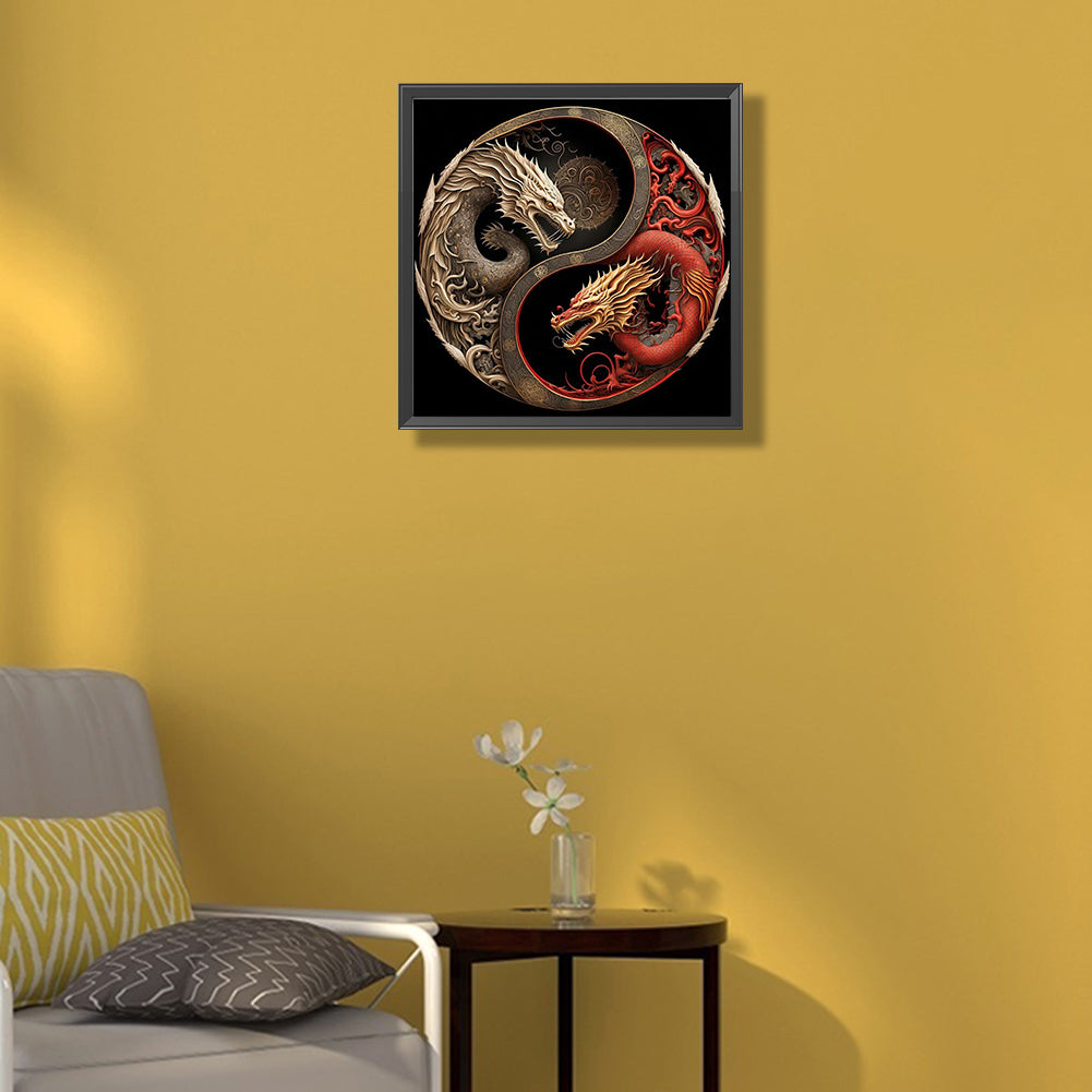 Yin And Yang Diagram Of Dragon Teng - Full Round Drill Diamond Painting 40*40CM